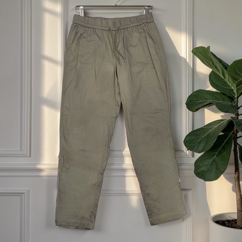 PACT Daily Twill Drawstring Pants L Olive Green Organic Cotton Quiet Luxury